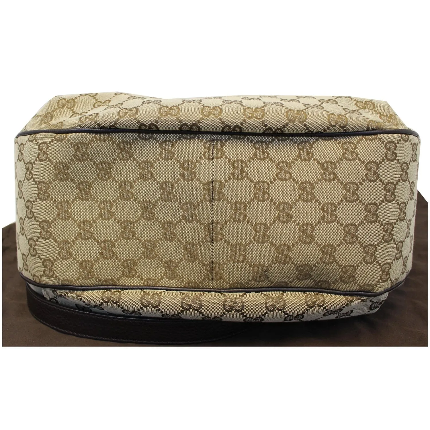GUCCI Dressage Monogram Web Hobo Bag Dark Brown