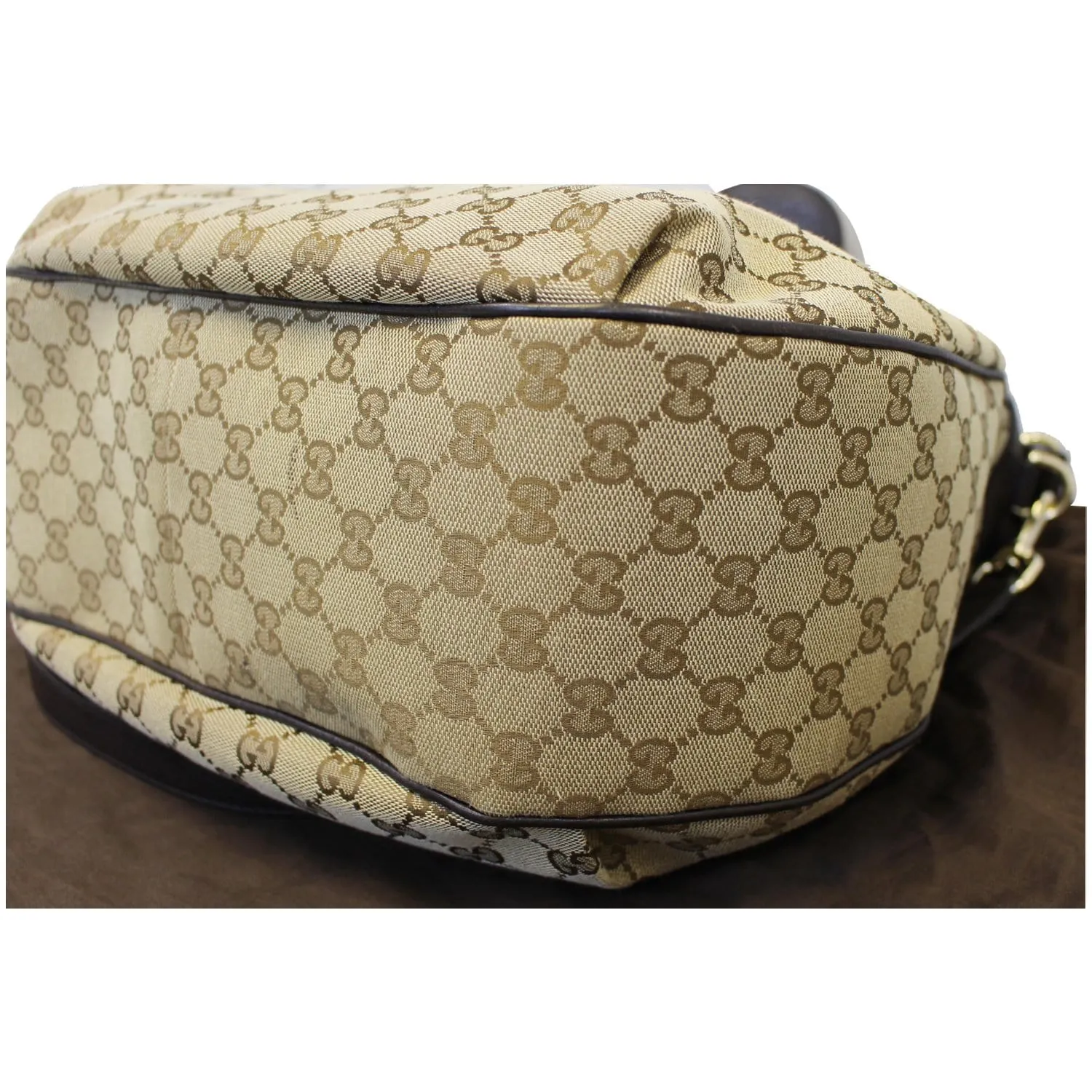 GUCCI Dressage Monogram Web Hobo Bag Dark Brown