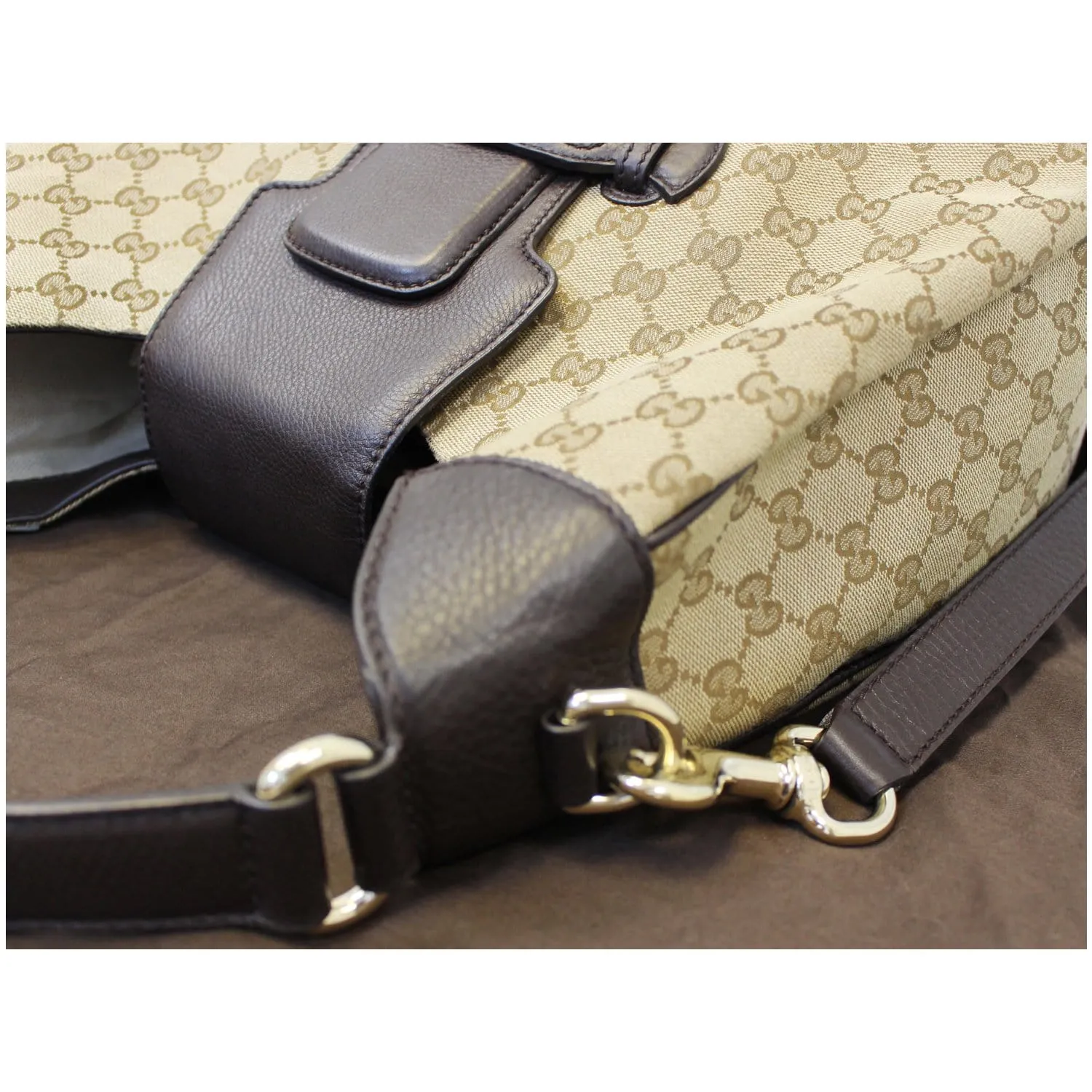 GUCCI Dressage Monogram Web Hobo Bag Dark Brown
