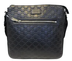 Gucci GG Signature Leather Black Messenger Bag 406408