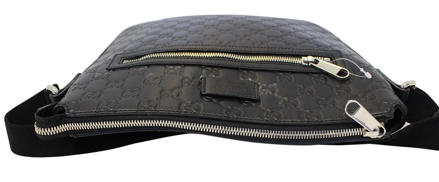 Gucci GG Signature Leather Black Messenger Bag 406408
