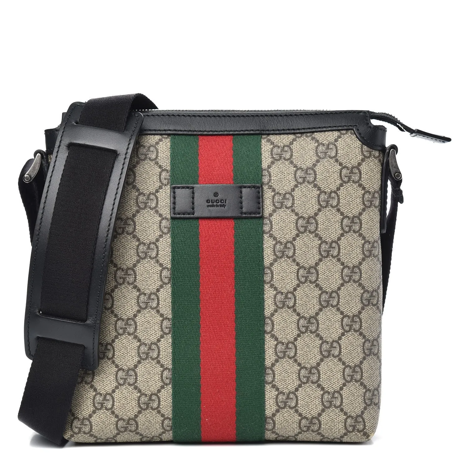 Gucci GG Supreme Monogram Web Messenger Bag in Black