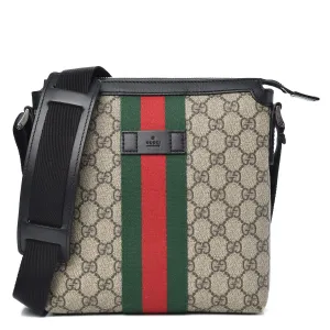 Gucci GG Supreme Monogram Web Messenger Bag in Black