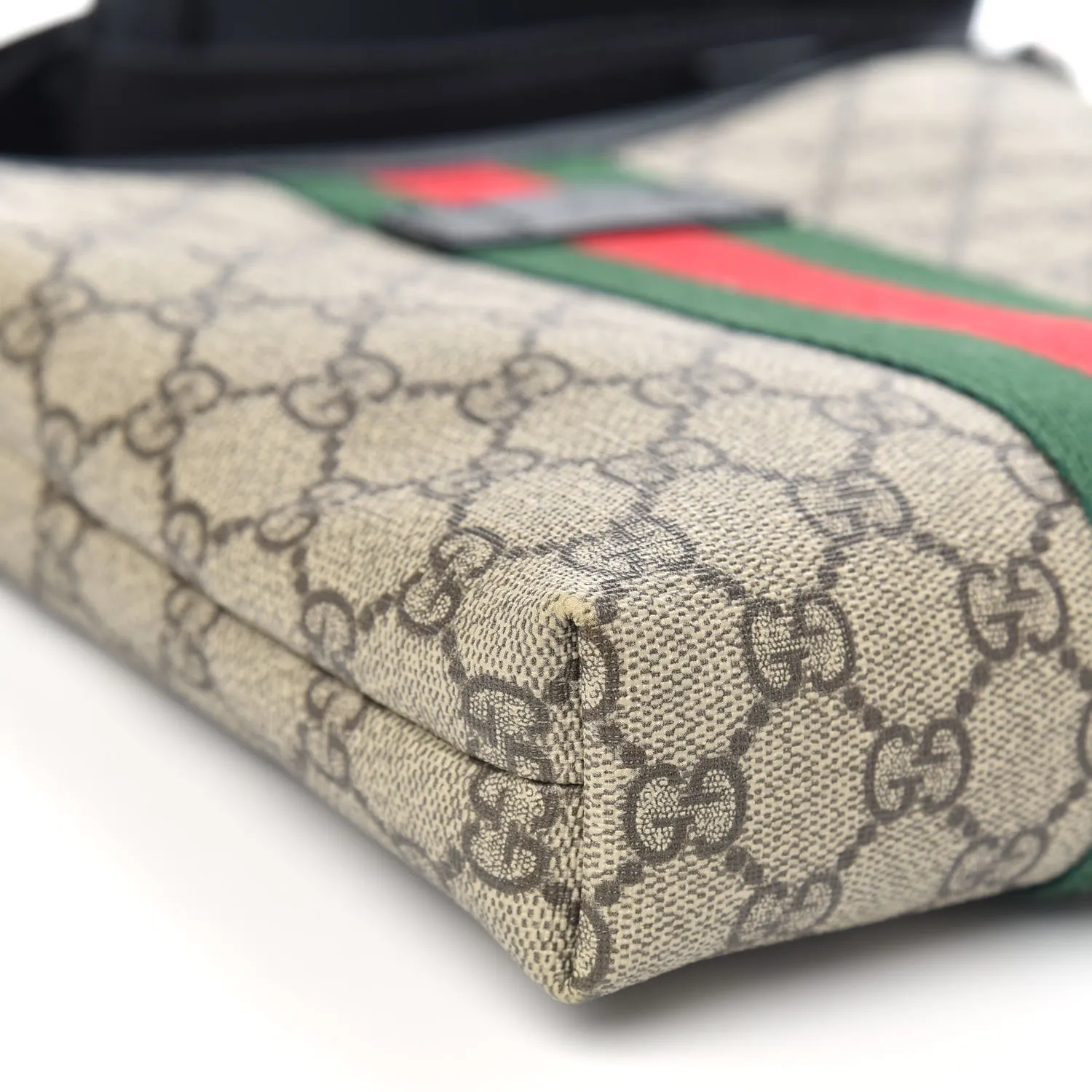Gucci GG Supreme Monogram Web Messenger Bag in Black