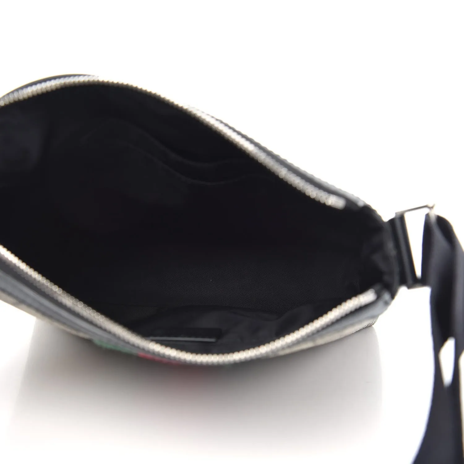 Gucci GG Supreme Monogram Web Messenger Bag in Black