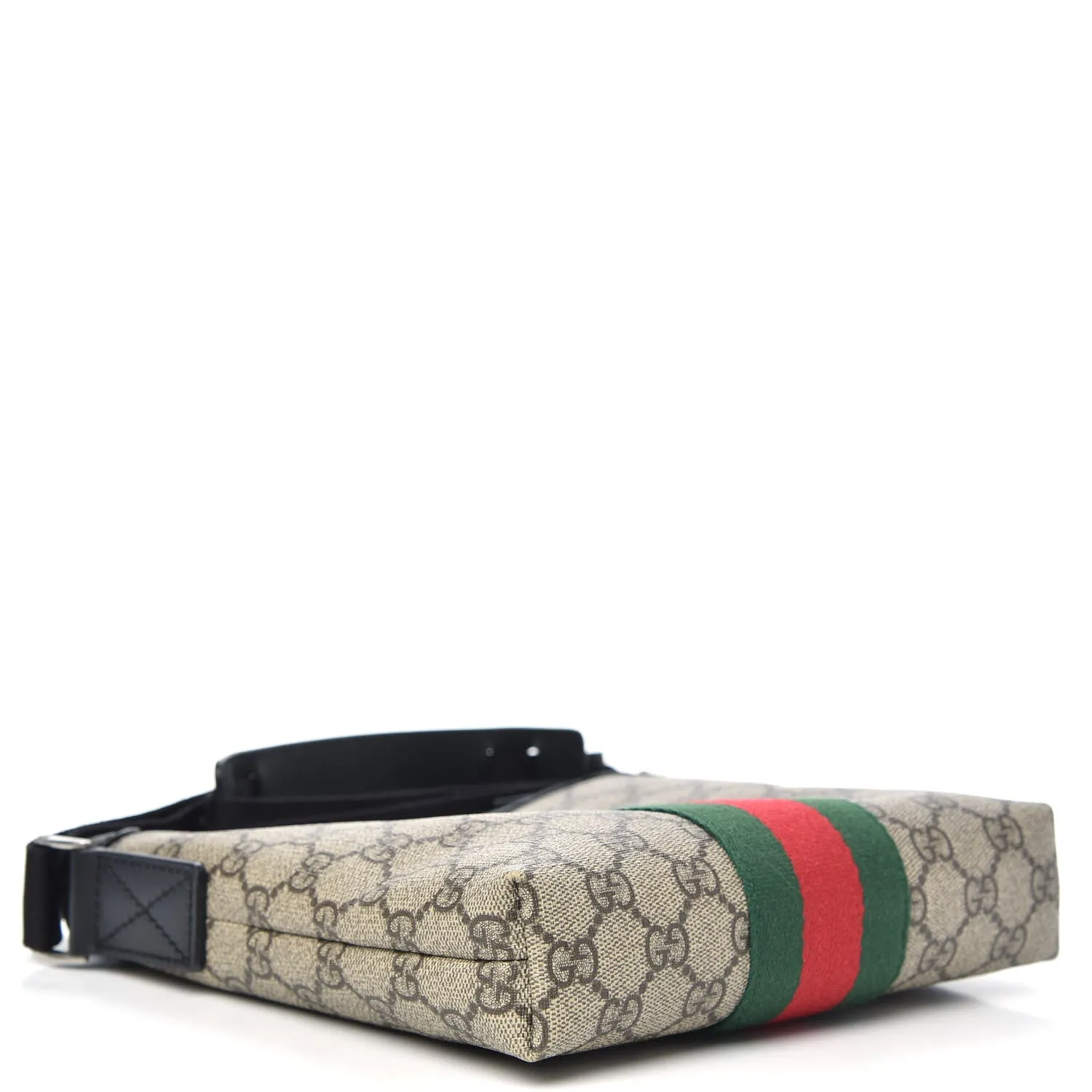 Gucci GG Supreme Monogram Web Messenger Bag in Black