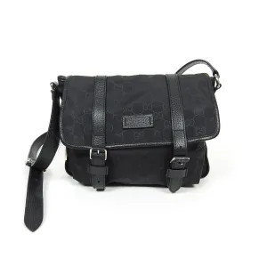 Gucci Guccissma Black Nylon/Leather Crossbody Messenger Bag