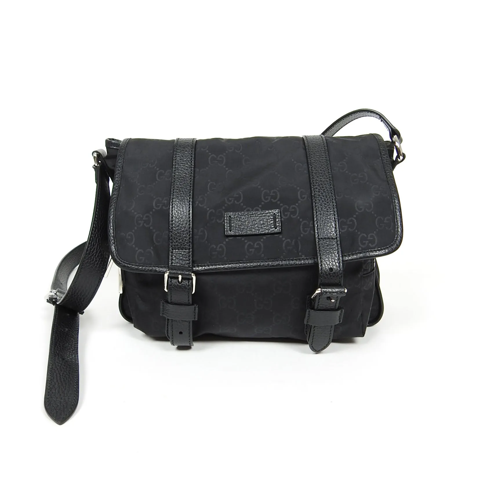 Gucci Guccissma Black Nylon/Leather Crossbody Messenger Bag