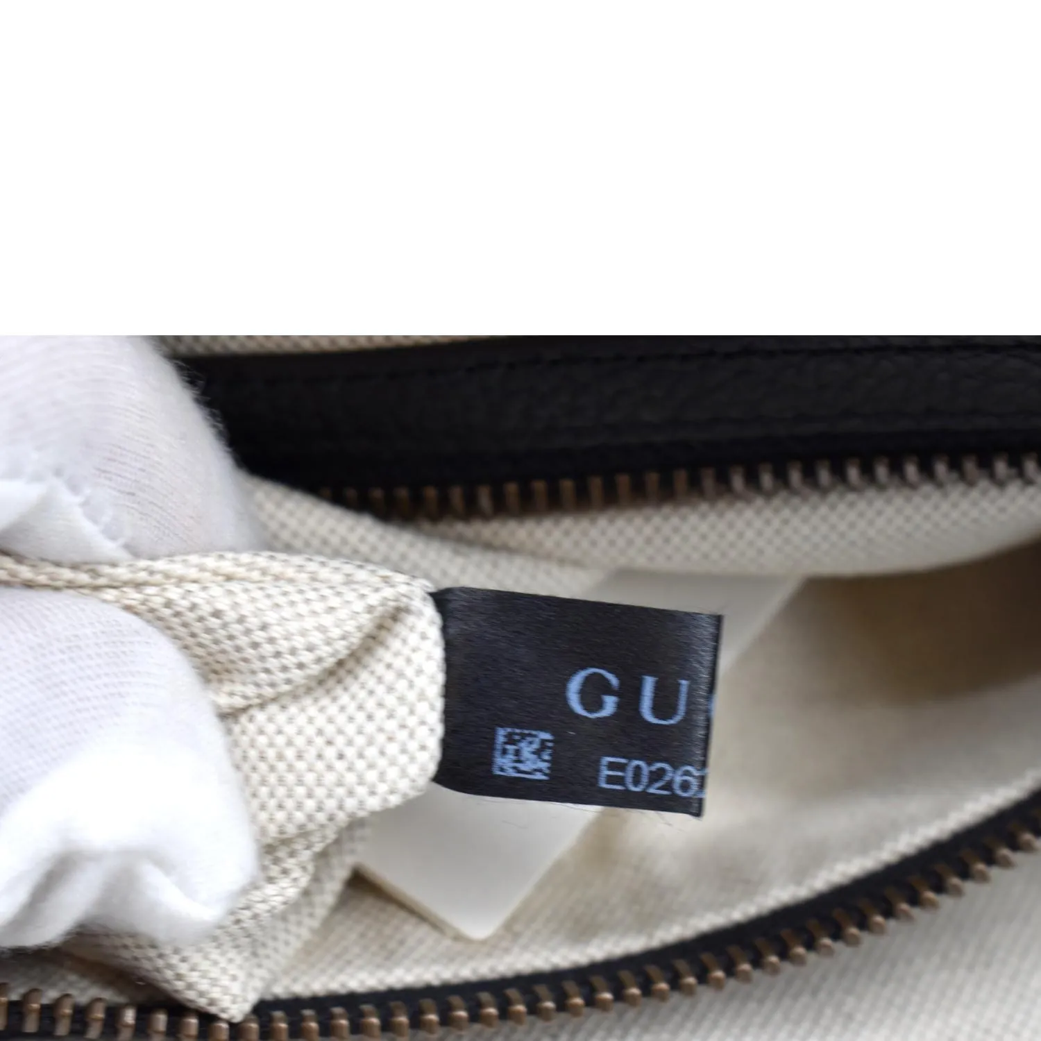GUCCI Half Moon Logo Calfskin Leather Hobo Shoulder Bag Black 523588