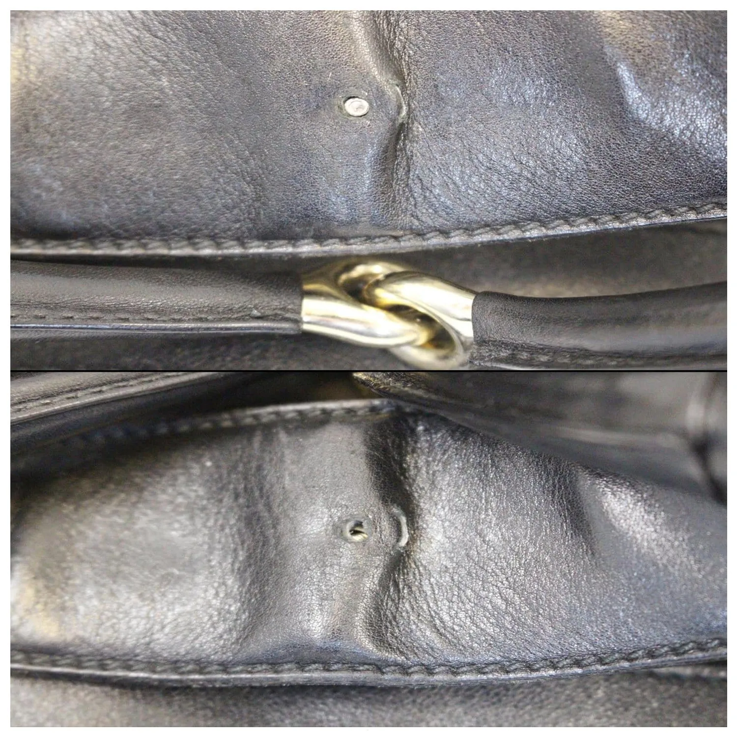 GUCCI Horsebit Large Black Leather Hobo Bag