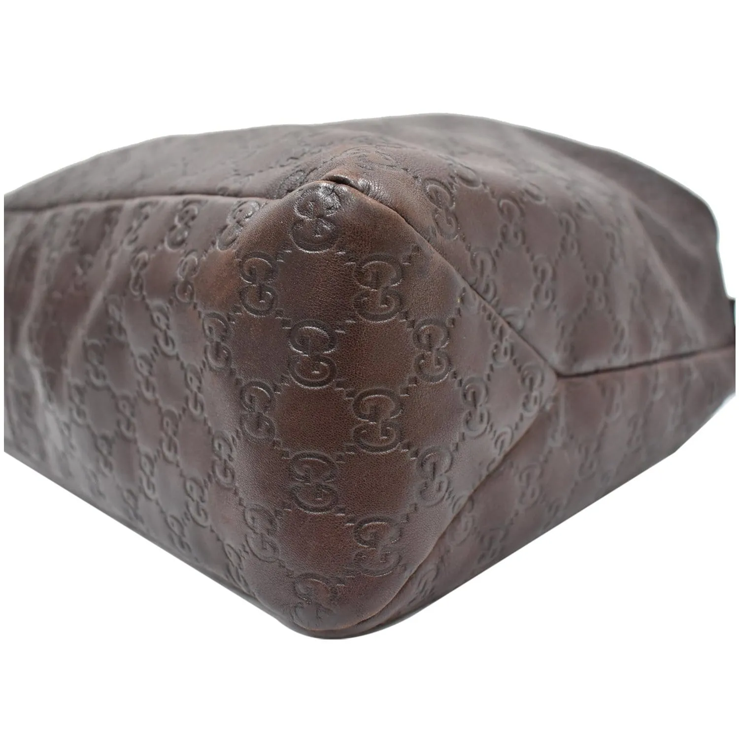 GUCCI Horsebit Large Guccissima Leather Hobo Bag Dark Brown 114900