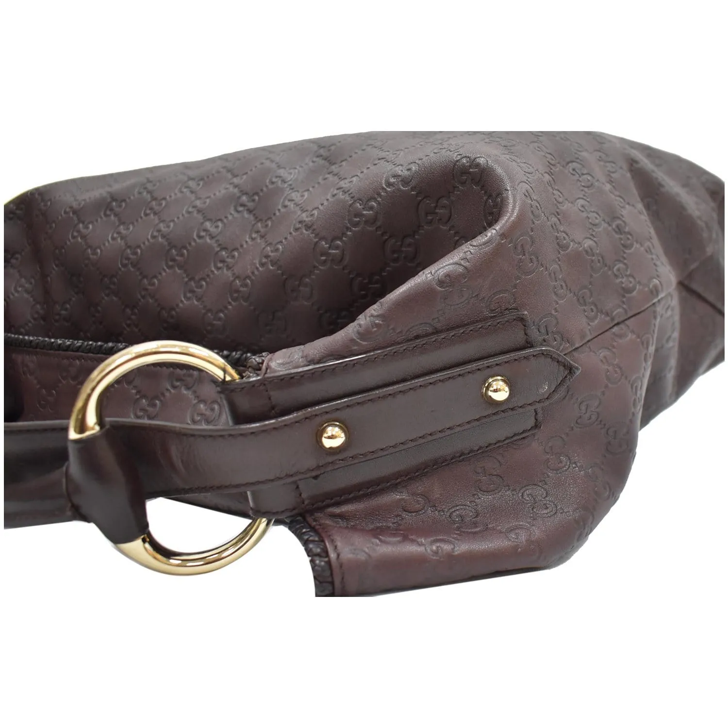 GUCCI Horsebit Large Guccissima Leather Hobo Bag Dark Brown 114900