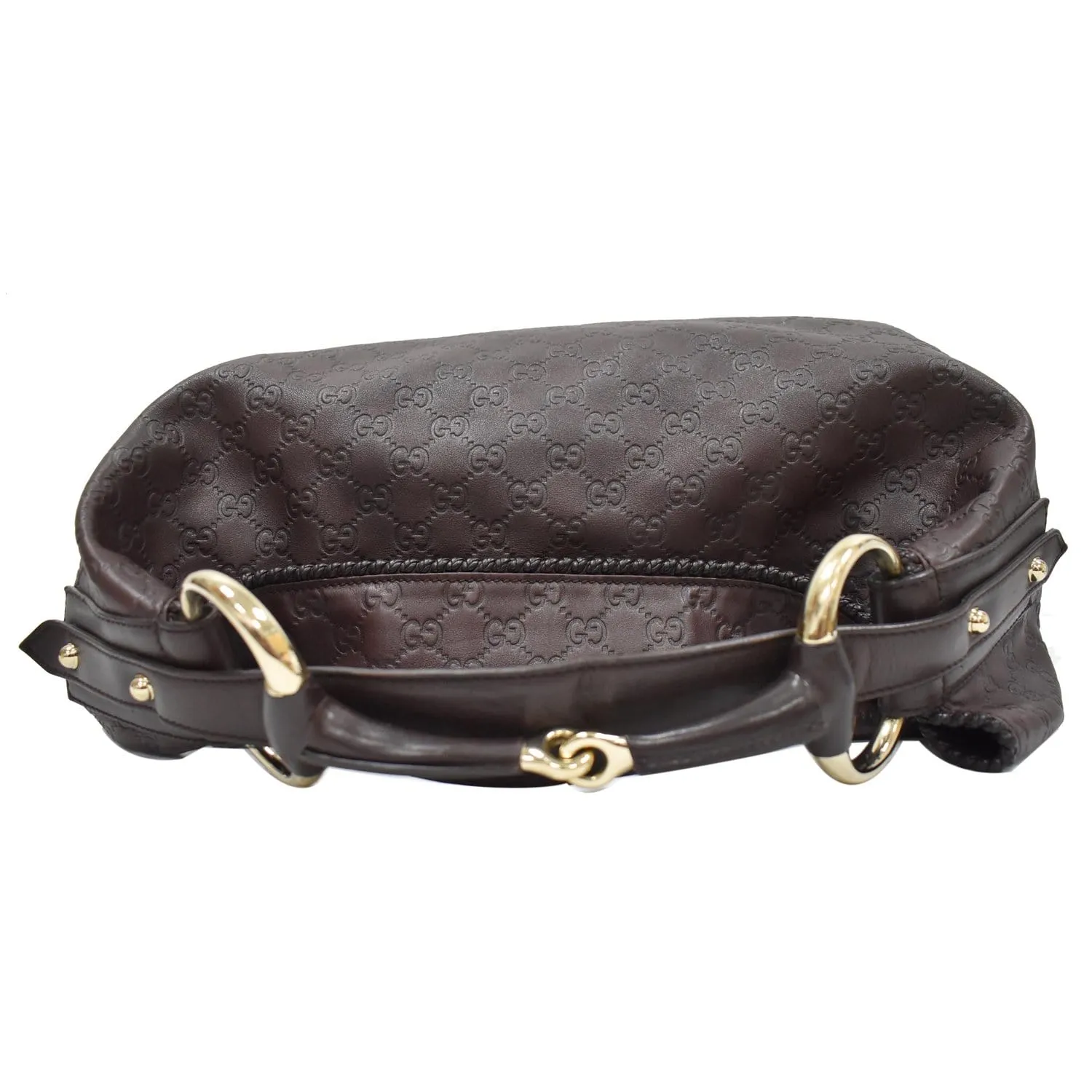 GUCCI Horsebit Large Guccissima Leather Hobo Bag Dark Brown 114900
