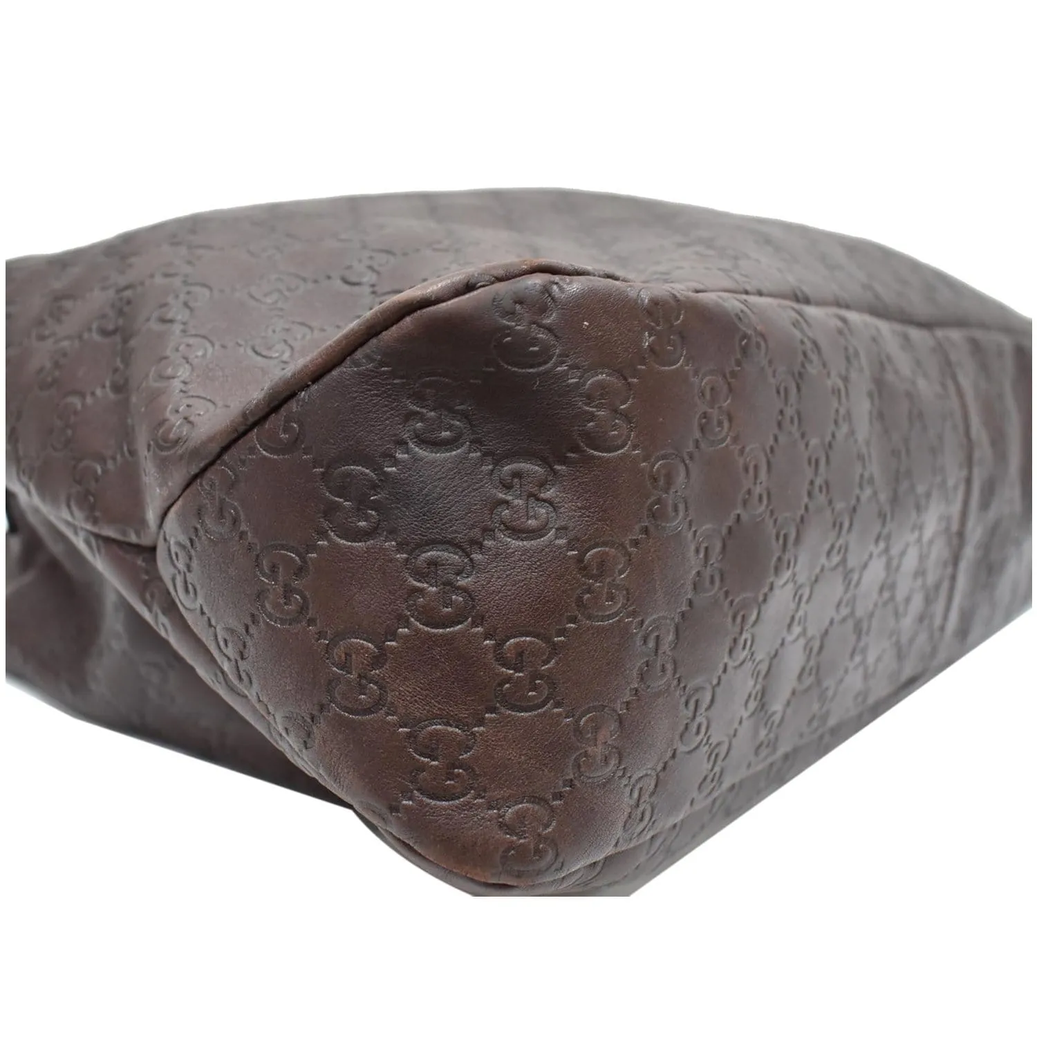 GUCCI Horsebit Large Guccissima Leather Hobo Bag Dark Brown 114900