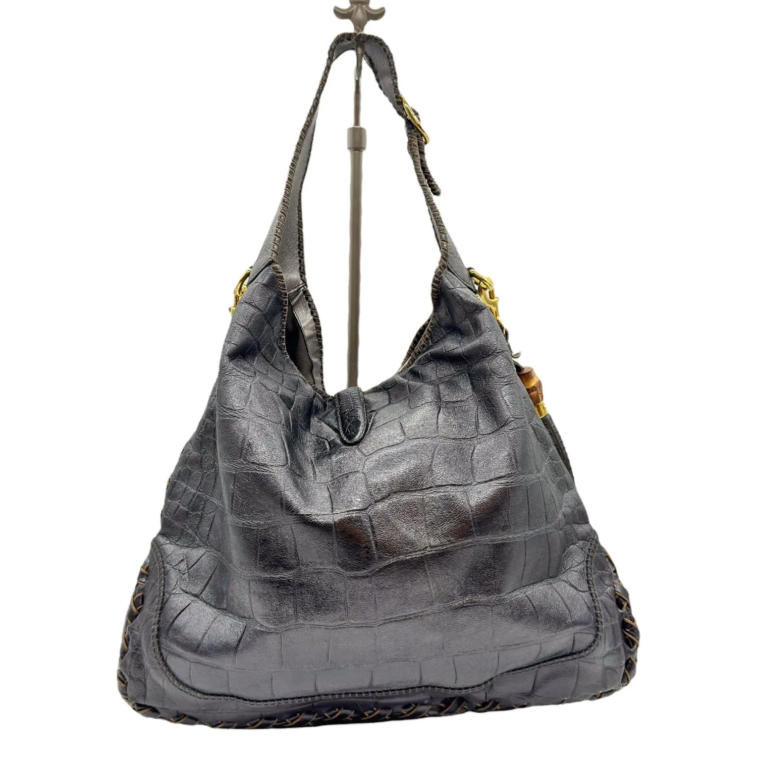GUCCI Jackie Mock-Croc Leather Hobo/Shoulder Bag - Brown