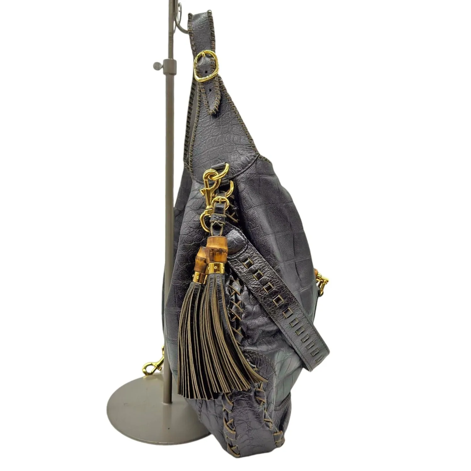 GUCCI Jackie Mock-Croc Leather Hobo/Shoulder Bag - Brown