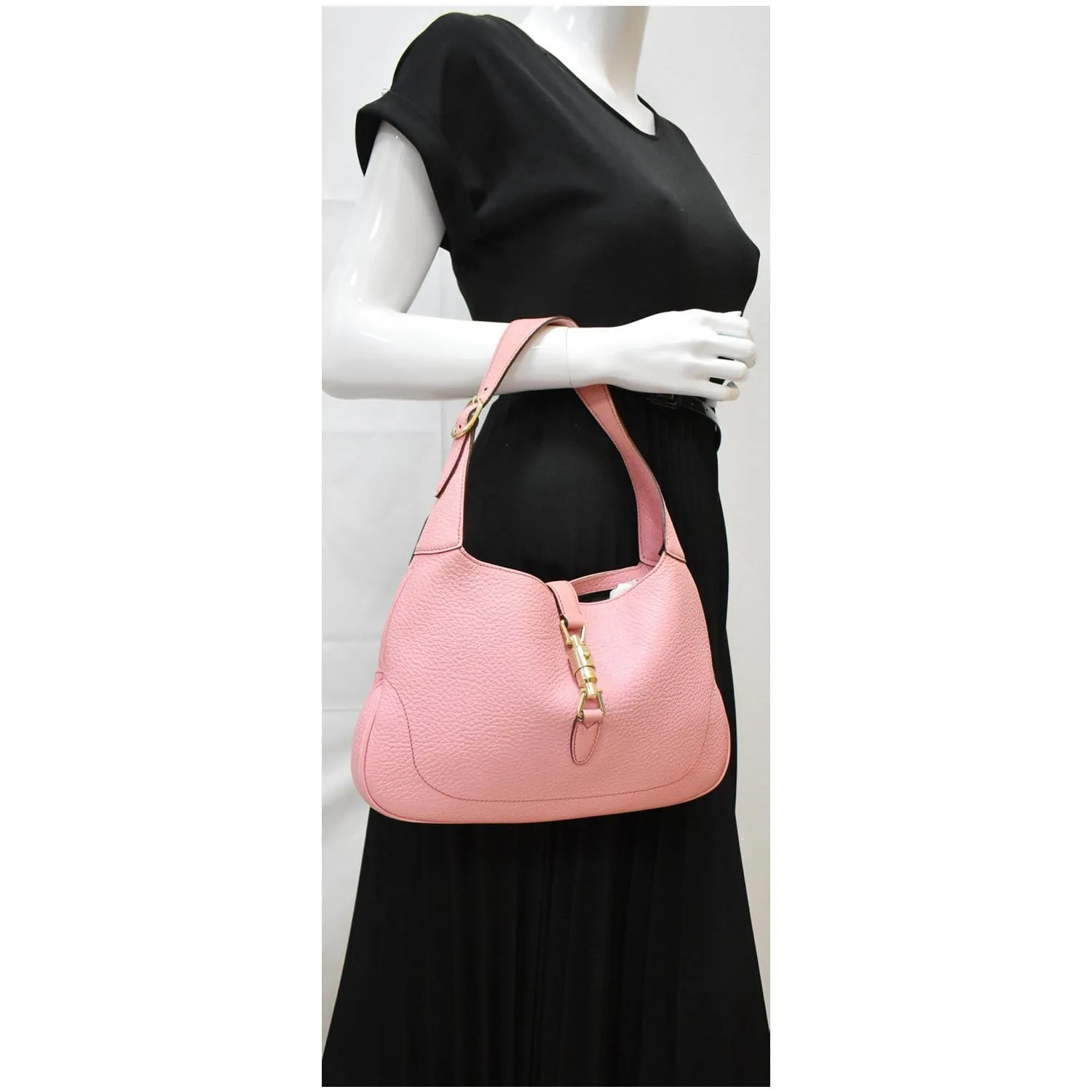 GUCCI Jackie Small Vintage Calfskin Leather Hobo Bag Pink 137335