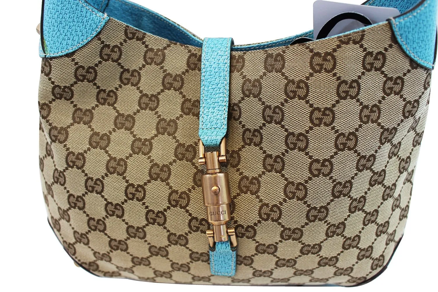 GUCCI Monogram Piston Lock Jackie Hobo Bag