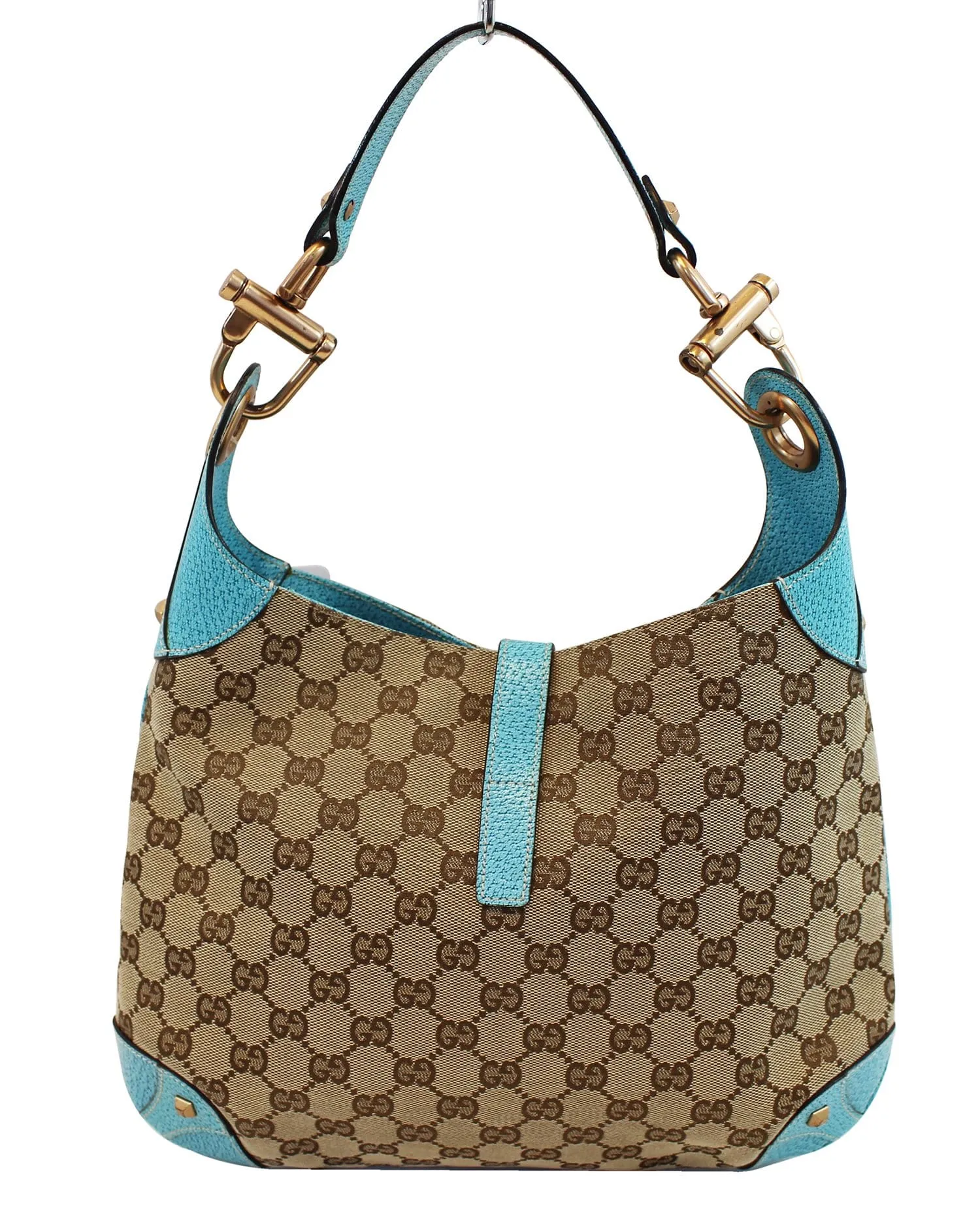 GUCCI Monogram Piston Lock Jackie Hobo Bag