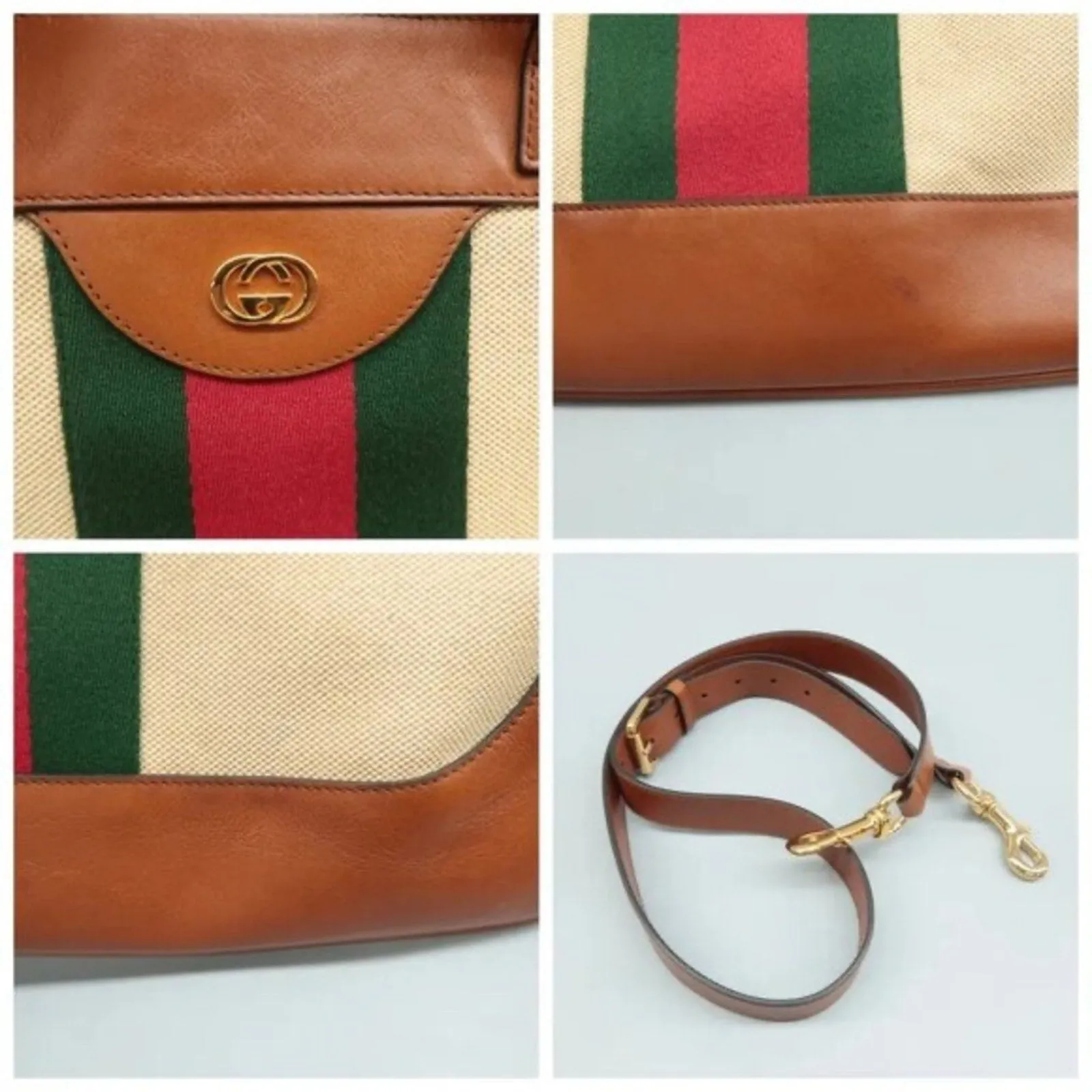 GUCCI Ophidia Beige Cloth Satchel