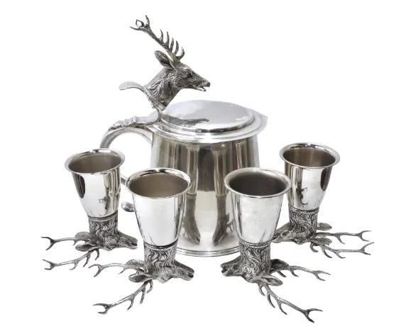 Gucci Silver Stag Stirrup Set of 8 Cups and Ice Bucket
