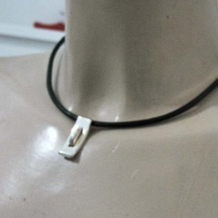 Hadar Designers Black Leather 925 Sterling Silver Pendant Smart Handmade (H)y