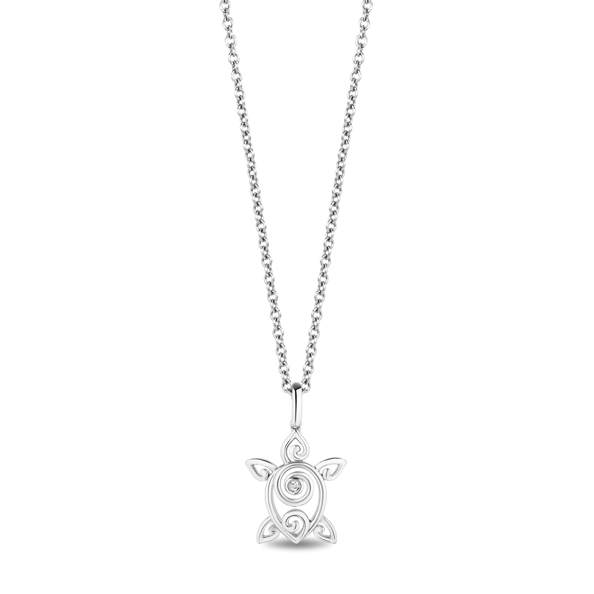 Hallmark Fine Jewerly Classic Turtle Pendant in Sterling Silver with Accent Diamonds