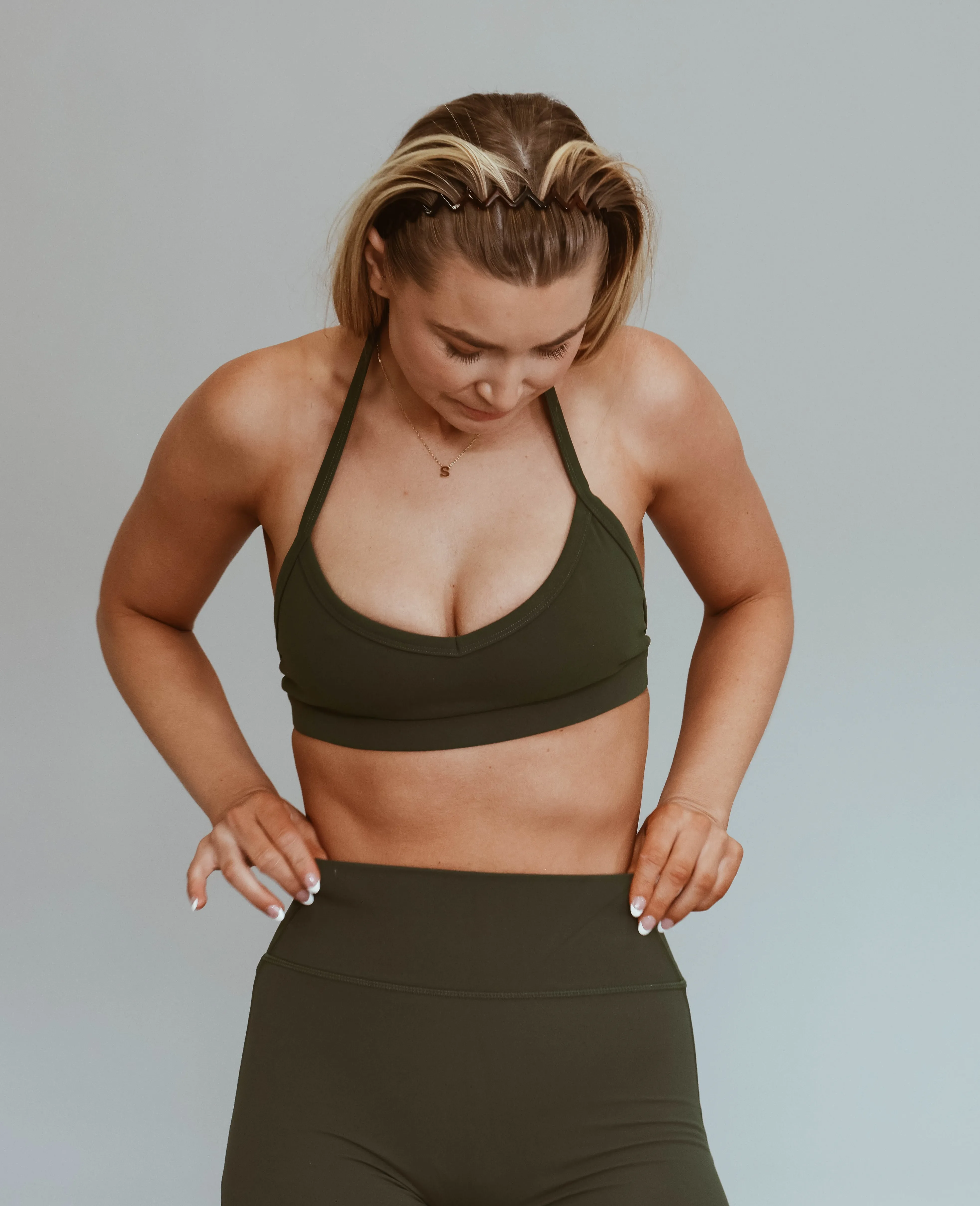 Halter Keyhole Bra - Duffel Green