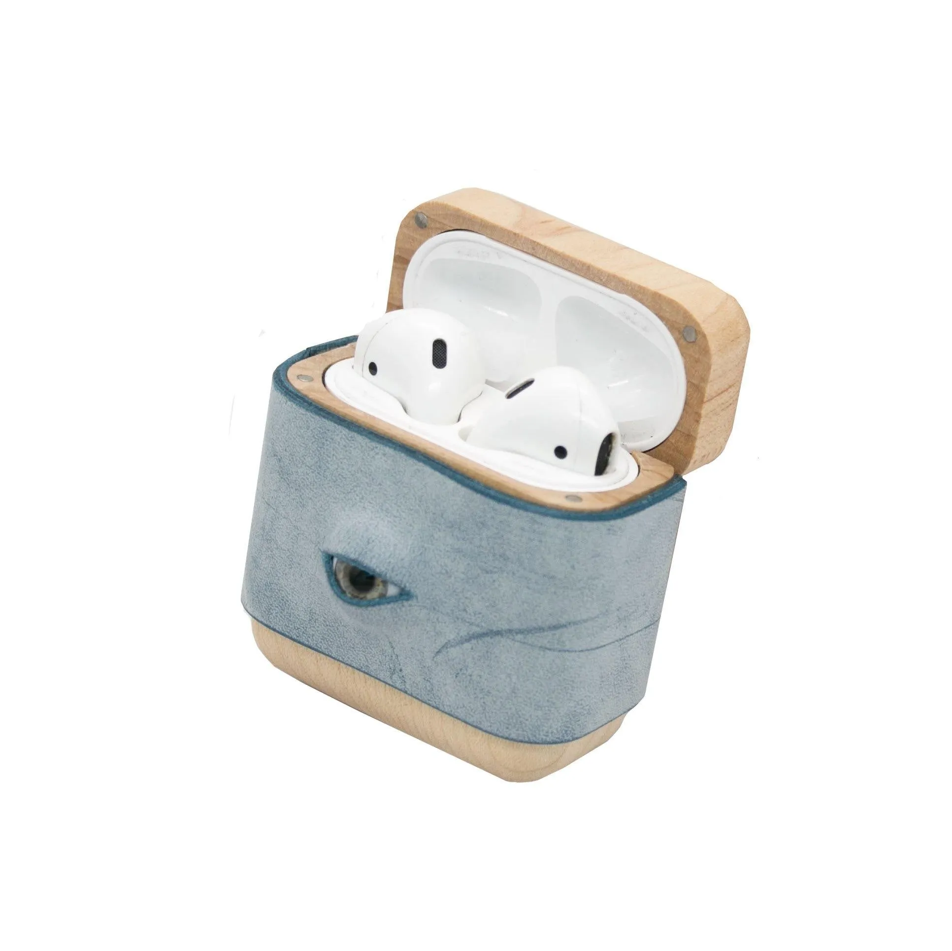 Handmade Black Leather Wood AirPods Pro Case with Eye Custom Leather AirPods Pro Case Airpod Case Cover
