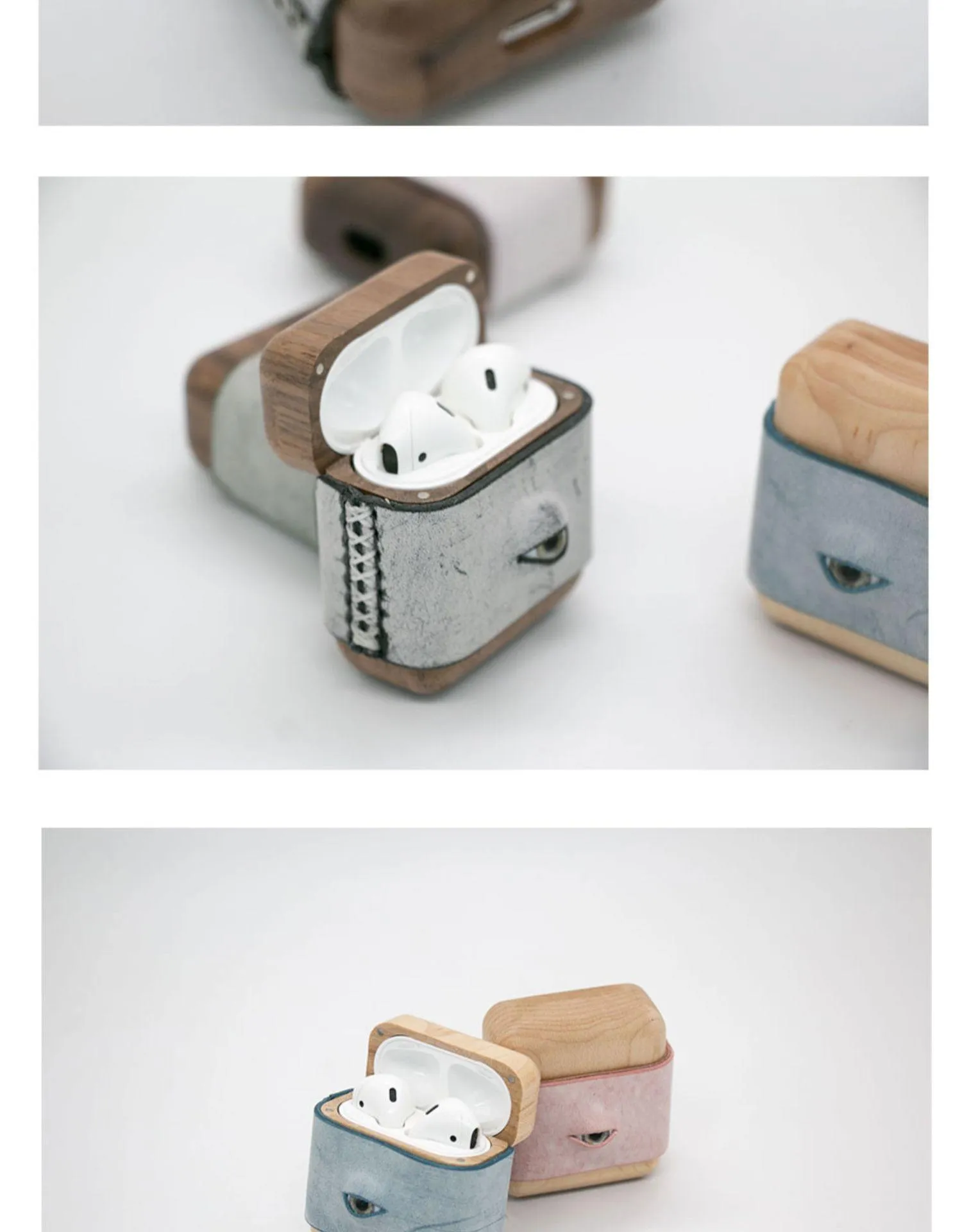 Handmade Black Leather Wood AirPods Pro Case with Eye Custom Leather AirPods Pro Case Airpod Case Cover