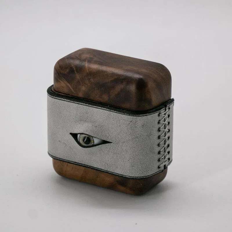 Handmade Black Leather Wood AirPods Pro Case with Eye Custom Leather AirPods Pro Case Airpod Case Cover