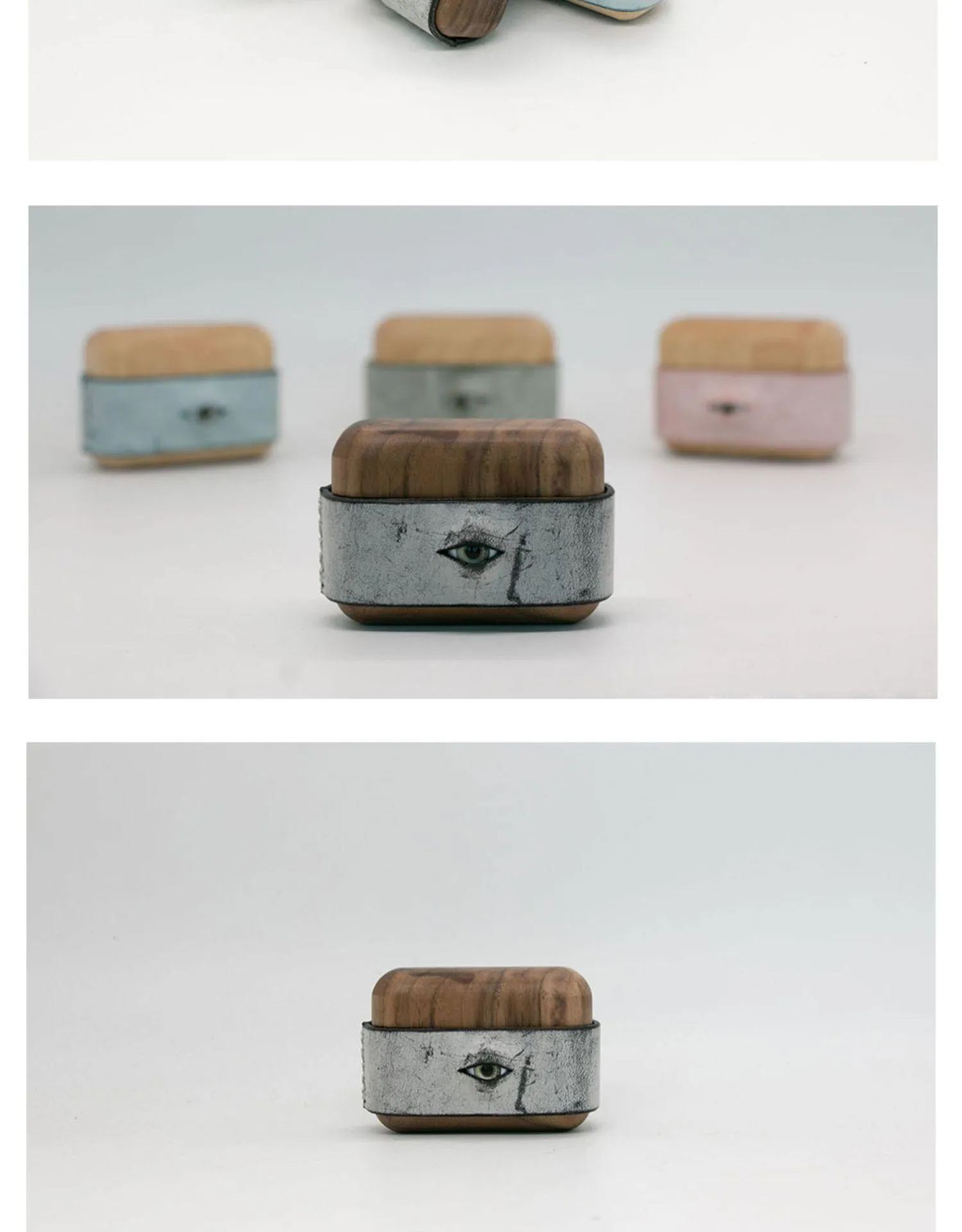 Handmade Black Leather Wood AirPods Pro Case with Eye Custom Leather AirPods Pro Case Airpod Case Cover