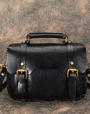 Handmade Green Leather Womens Satchel Shoulder Bag Small School Handbag Crossbody Purses for Ladies