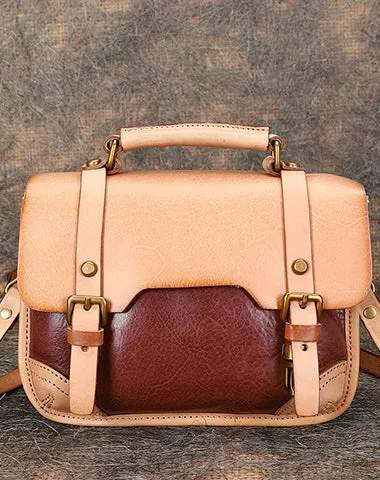 Handmade Green Leather Womens Satchel Shoulder Bag Small School Handbag Crossbody Purses for Ladies