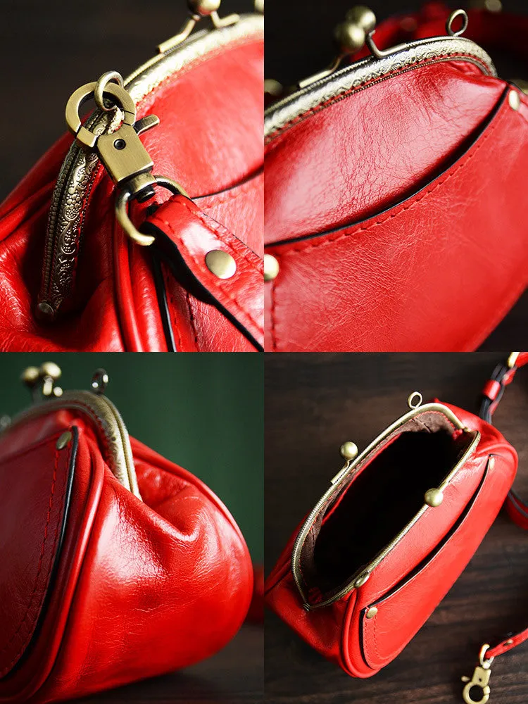 Handmade Itanlian Tanned Leather Satchel Messenger Shoulder Bag Women Mini Bag D033