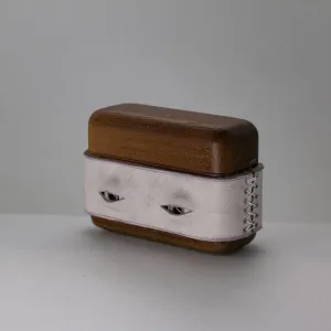 Handmade Purple Leather Coffee Wood AirPods Pro Case with Eyes Custom Leather AirPods Pro Case Airpod Case Cover