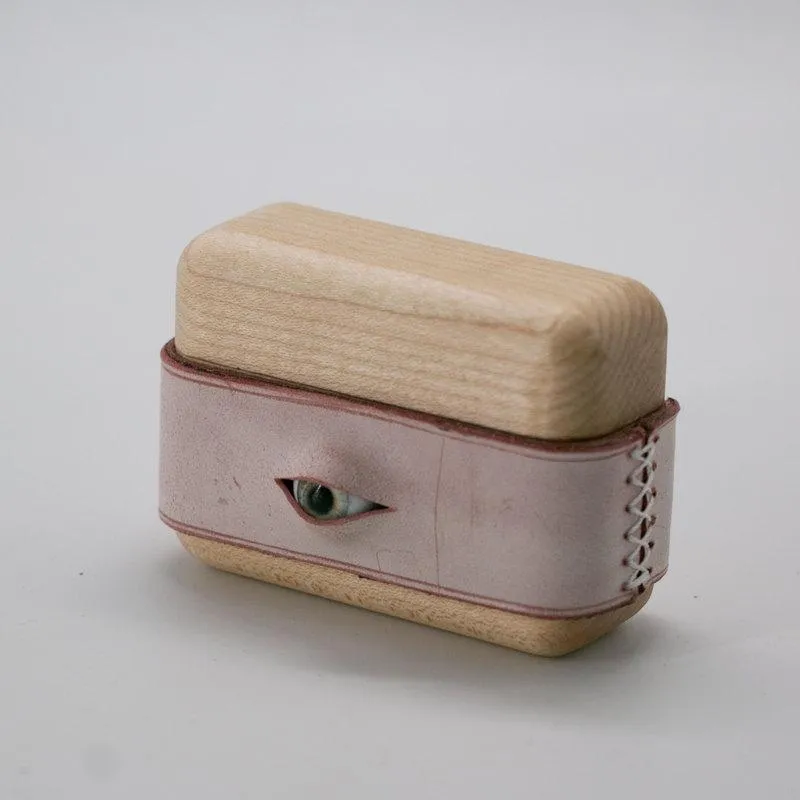 Handmade Purple Leather Wood AirPods 1,2 Case with Eye Custom Leather AirPods 1,2 Case Airpod Case Cover