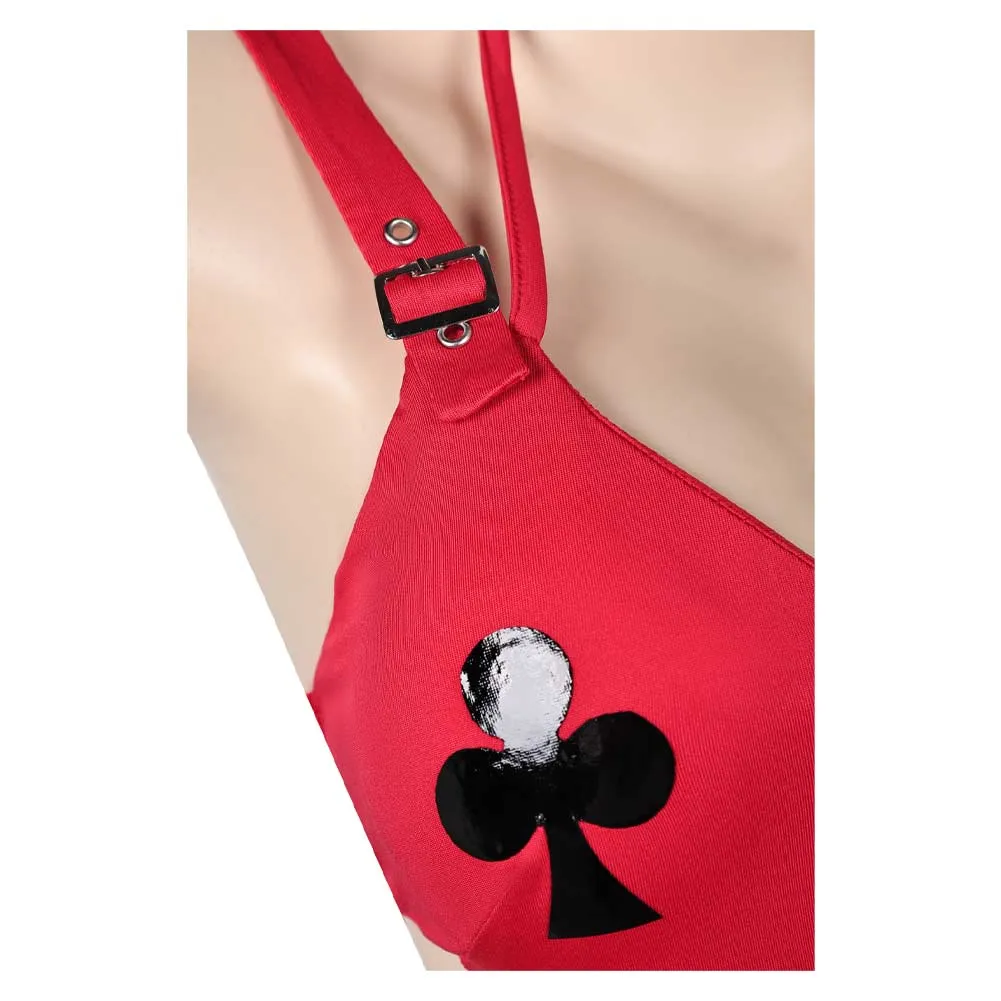 Harley Quinn Black Red Sexy One Piece Swimsuit Swimwear Cosplay Costume Outfits Halloween Carnival Suit