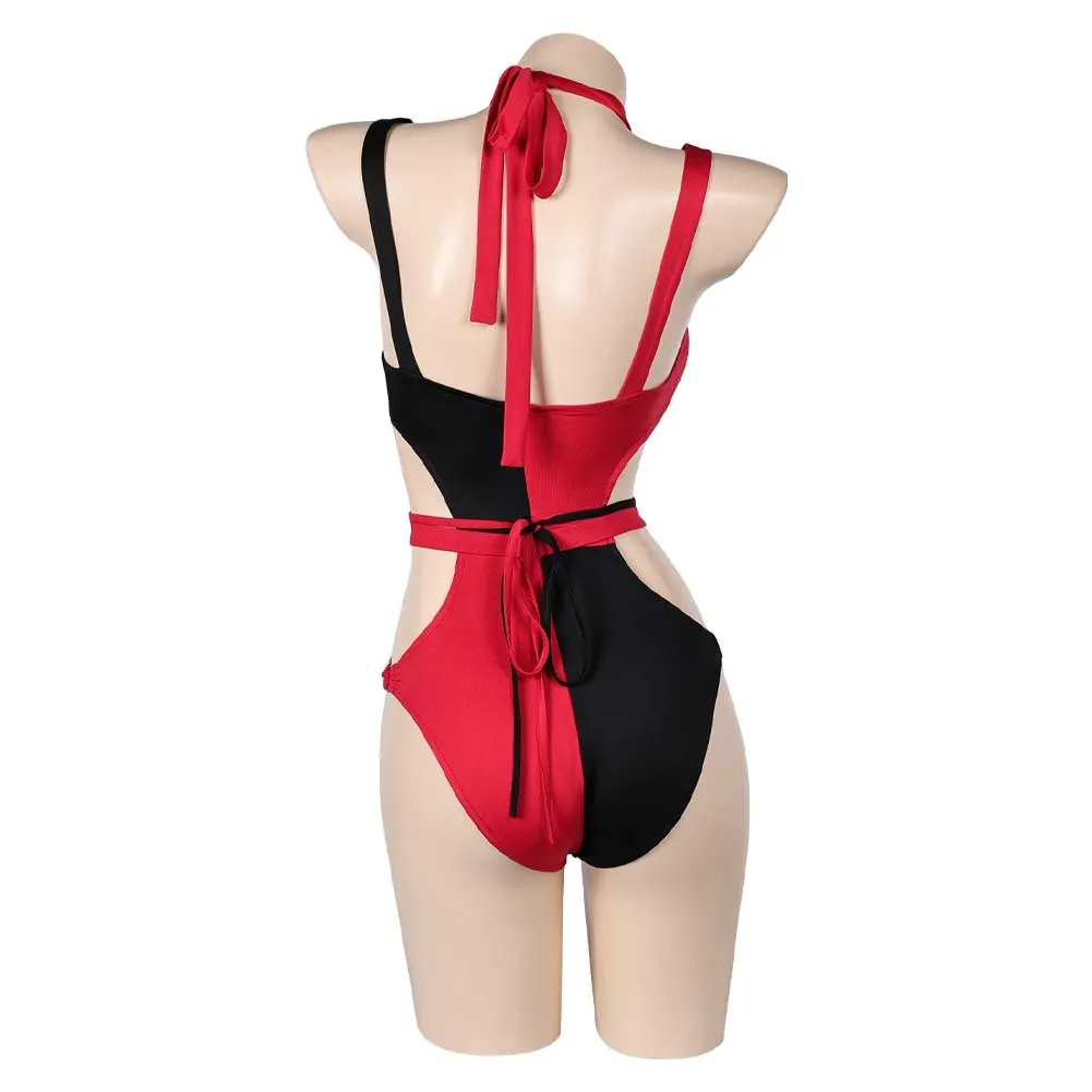 Harley Quinn Black Red Sexy One Piece Swimsuit Swimwear Cosplay Costume Outfits Halloween Carnival Suit