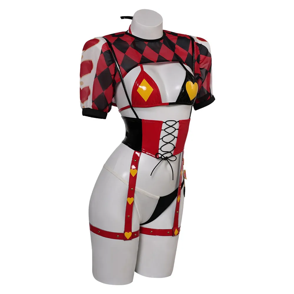 Harley Quinn Original Red and Black Squares Lingerie for Women Cosplay Costume Outfits