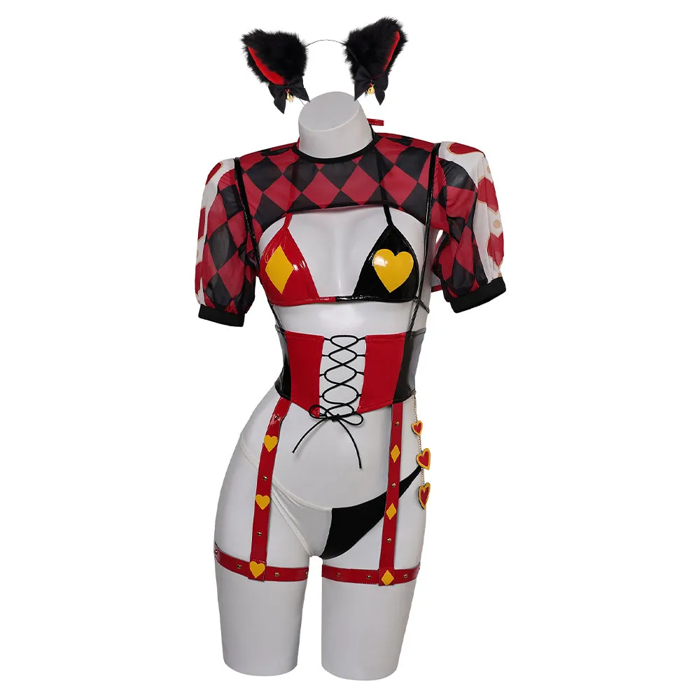 Harley Quinn Original Red and Black Squares Lingerie for Women Cosplay Costume Outfits