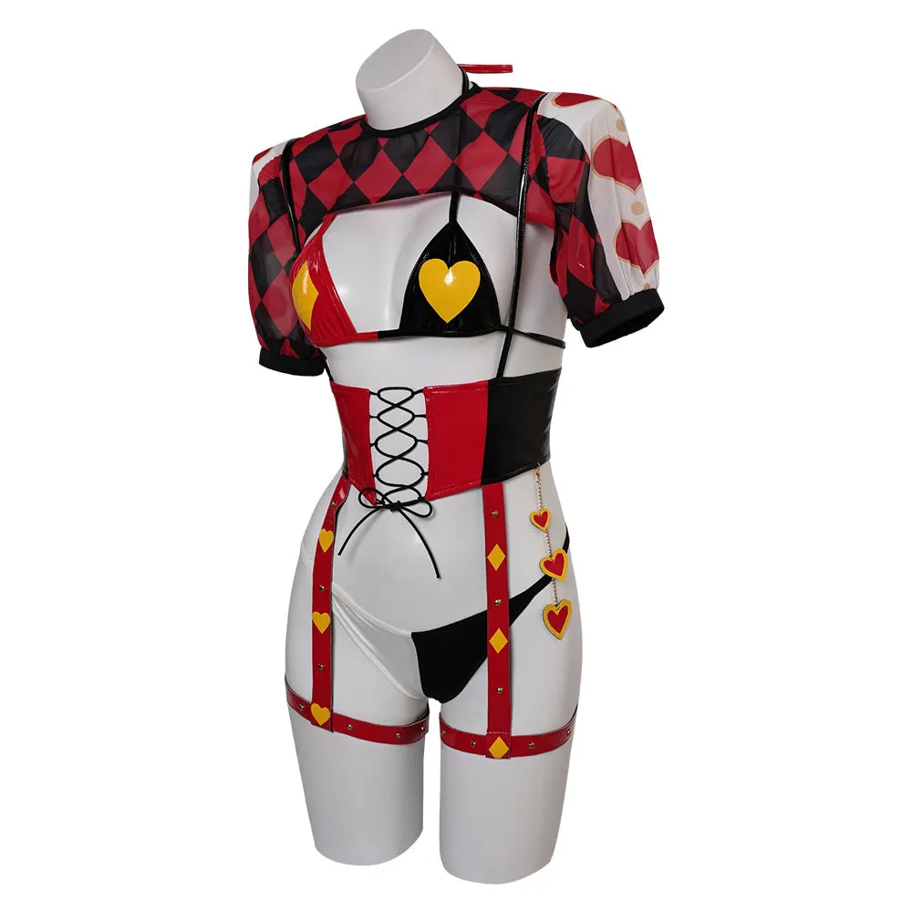 Harley Quinn Original Red and Black Squares Lingerie for Women Cosplay Costume Outfits