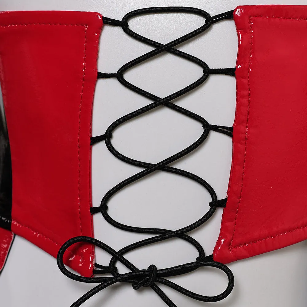 Harley Quinn Original Red and Black Squares Lingerie for Women Cosplay Costume Outfits