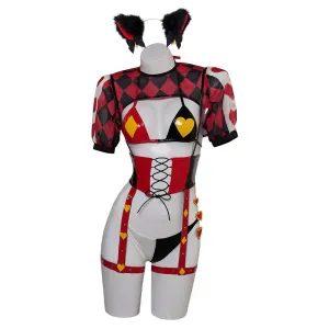 Harley Quinn Original Red and Black Squares Lingerie for Women Cosplay Costume Outfits