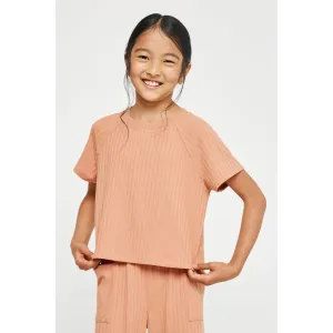 Hayden Girls Lightweight Knit Top - Salmon