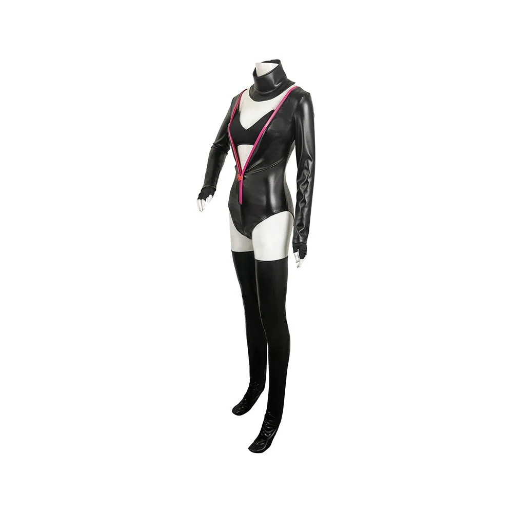 Hazbin Hotel Angel Dust Cosplay Poison Black Tight-fitting Leather Suit Costume Outfits Halloween Carnival Suit