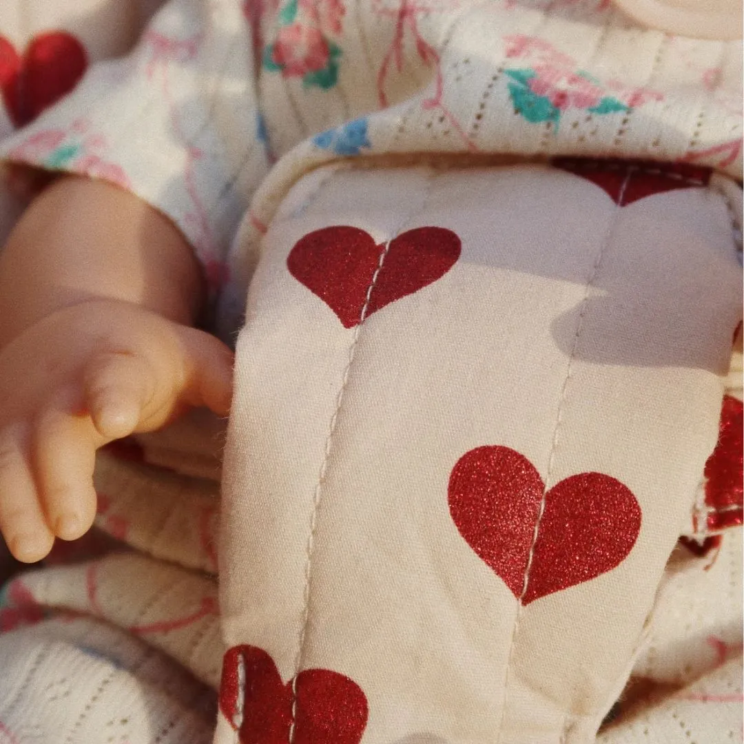 Heart Print Cotton Quilted Dolls Stroller