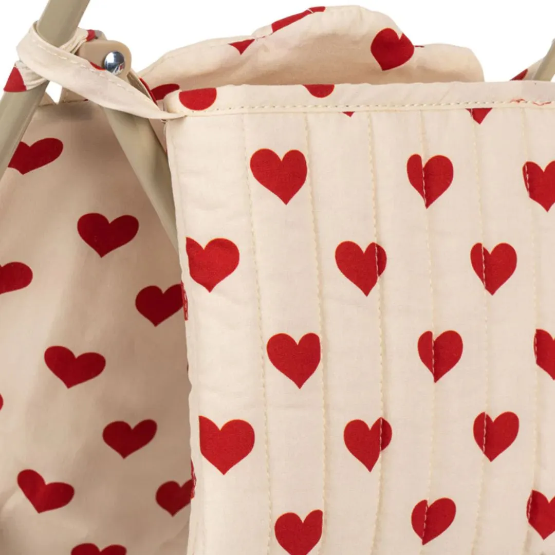 Heart Print Cotton Quilted Dolls Stroller