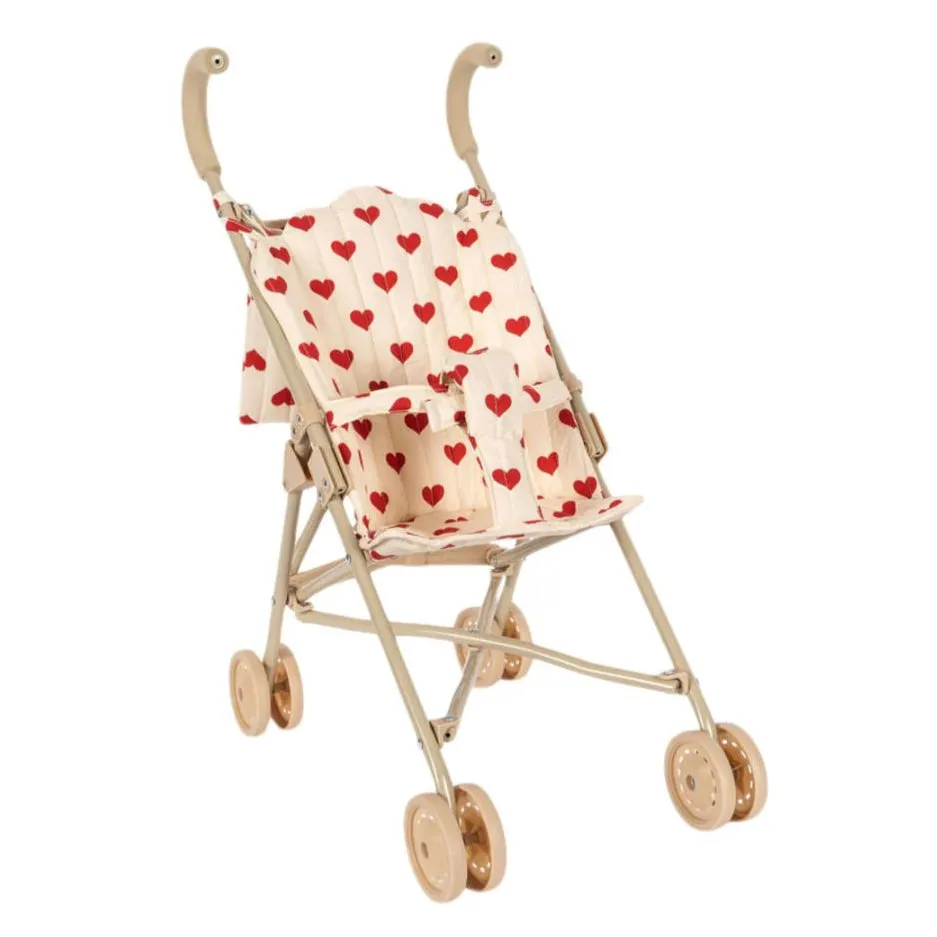 Heart Print Cotton Quilted Dolls Stroller