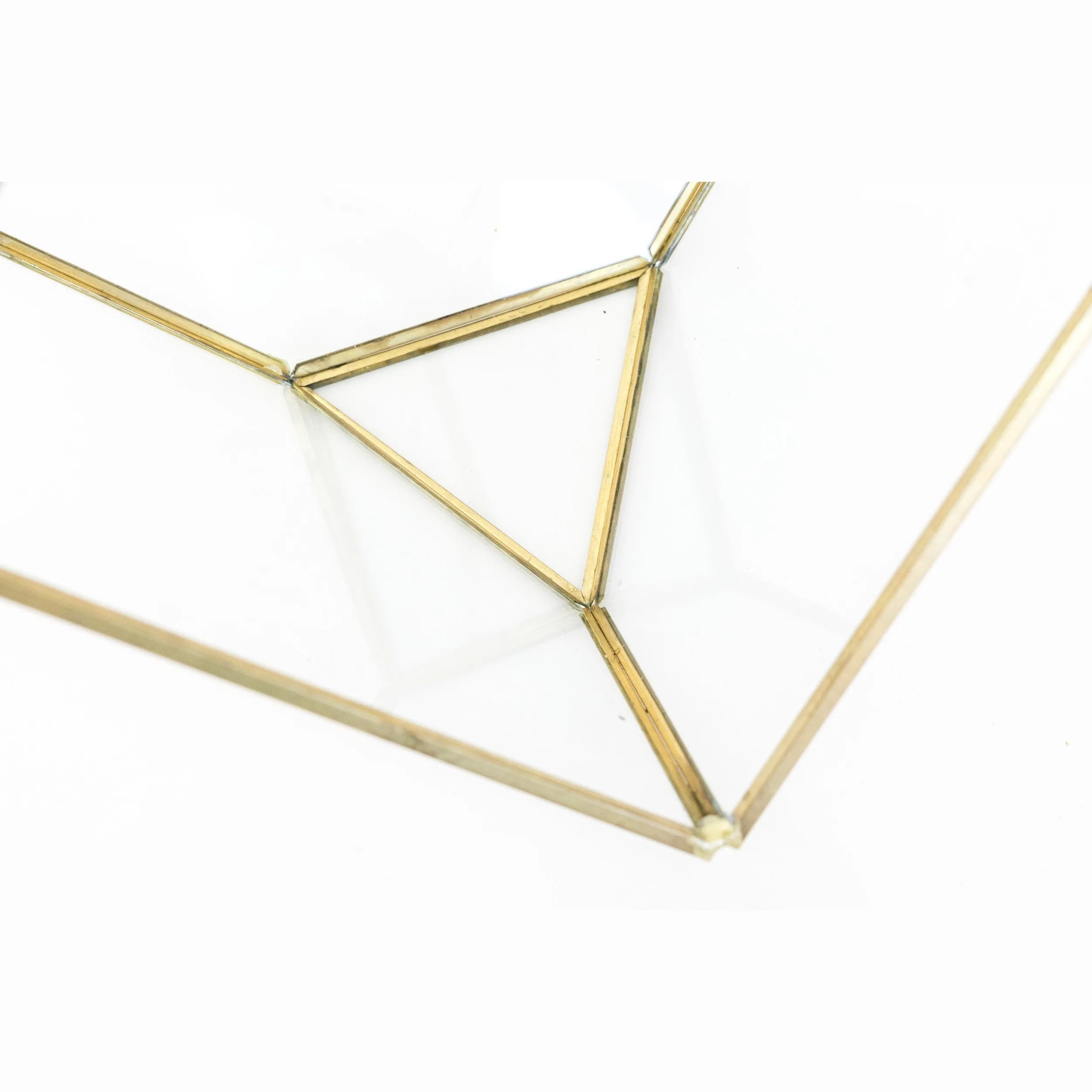 Heptahedron Geometric Glass Terrarium - Gold Metallic Finish - Trendy Holder For Tillandsia Air Plants